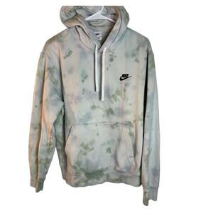 Nike Men’s Medium/Women's Large Fleece Hoodie Light Green Tie-Dye Pullover $55